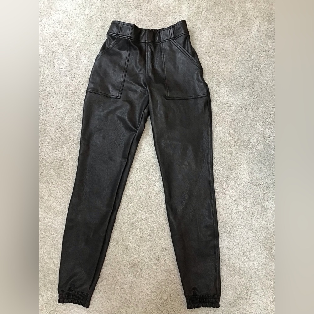 SPANX Faux Leather Jogger Pants Black Size XS - Picture 8 of 11